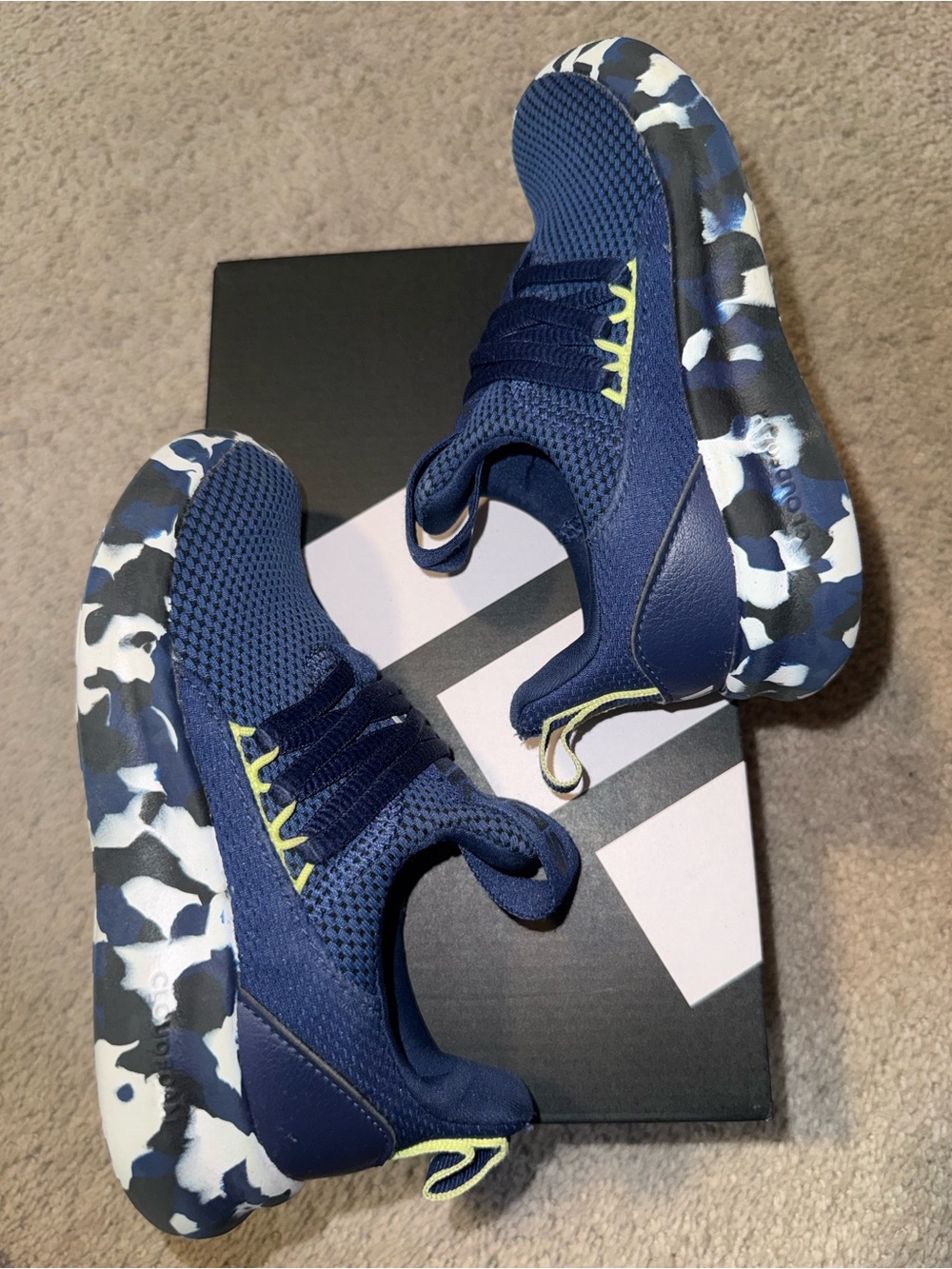 Kids Navy Blue Athletic Sneakers with Camouflage Sole adidas lite racer